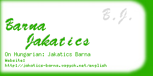 barna jakatics business card